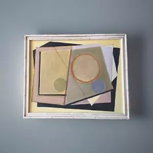 PINTURA DE ARTISTA CALICALIFORNIA LISTADA ABSTRACTA Dr. Benjamin Gross amarillo claro - Imagen 1 de 7