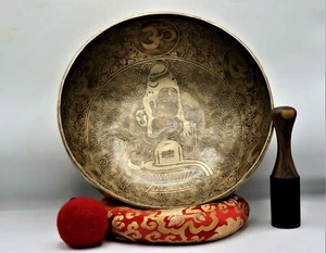 14" Lord Shiva Hand-carved singing bowl - Yoga, Chakra balancing, sound therapy - Picture 1 of 6