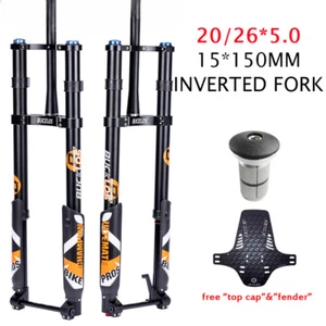 Double Shoulder Bike Inverted Air Suspension Fork 20/26*5.0er Thru Axle 15*150mm - Picture 1 of 18