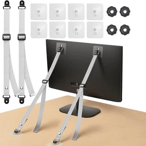 JIUDONE Adjustable TV Safety Straps (2 Pack+4 Spare Adhesive-Screws),No-Drill... - Picture 1 of 12