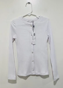 Little Parni NWT Adorable White Ribbed Cotton Cardigan Girls Size 6 Rare Find - Picture 1 of 7