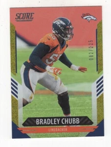 2021 PANINI SCORE FOOTBALL DOTS GOLD 82/225 BRADLEY CHUBB DENVER BRONCOS #222 - Photo 1/3