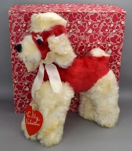 De colección Para Mi Día de San Valentín Caniche Perro Peluche Animal Rojo Blanco Caja Años 60 - Imagen 1 de 23