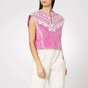 Isabel Marant Women Camena Embroidered Laced Sequin Velvet Blouse Tunic Top M 38 - Picture 1 of 8