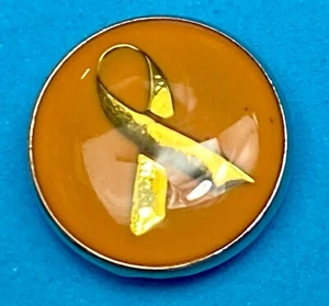 Gold Tone Cancer Awareness Ribbon 18Mm Button Charms, Ginger Snaps Magnolia Vine - Picture 1 of 10