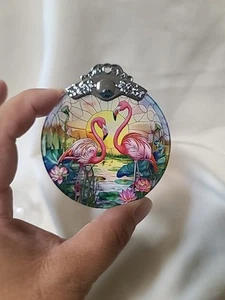 (D) 2024 Weihnachtsschmuck "Flamingo" Glasmalerei Stil - Bild 1 von 2