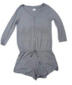 Lemon Collection Lounge Romper Womens L Gray Long Sleeve Shorts Cashmere Blend - Picture 1 of 10