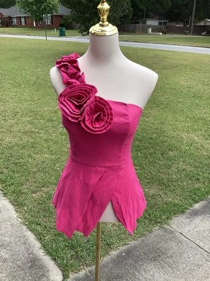 Twenty One Mujer Una Correa Flor y Volantes Rosa Top/Camisa-PEQUEÑA PEQUEÑA Foto 1 de 4