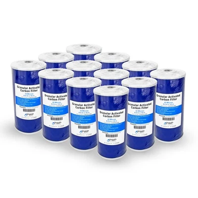 Granular Activated Carbon GAC Filter Cartridge 4.5x10" 10 Micron 12 Pack - Image 1 of 3