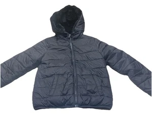 Abercrombie Kids Puffer Bomber Jacket 11/12 Sherpa Fleece Lined Black READ - Picture 1 of 14