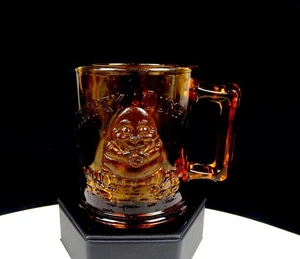 TIARA GLASS NURSERY RHYME AMBER HUMPTY DUMPTY / TOM TOM 3 1/2" MUG 1970's - Picture 1 of 8