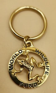 RARE World Wildlife Fund WWF "Poison Dart Tree Frog" Goldtone Key Chain, EUC - Picture 1 of 5