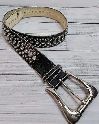 Guess Estrás Embellecido Cuero Negro/Plateado 32 Pulgadas Muy Buen Estado Foto 1 de 4