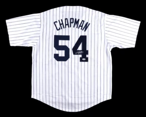 Aroldis Chapman Signed New York Pinstripe White Baseball Jersey (Beckett) - Picture 1 of 4