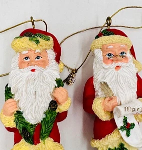 Babbo Natale Decorazione Natalizia Copriluce 6" Resina Set di 2 Vintage - Foto 1 di 7