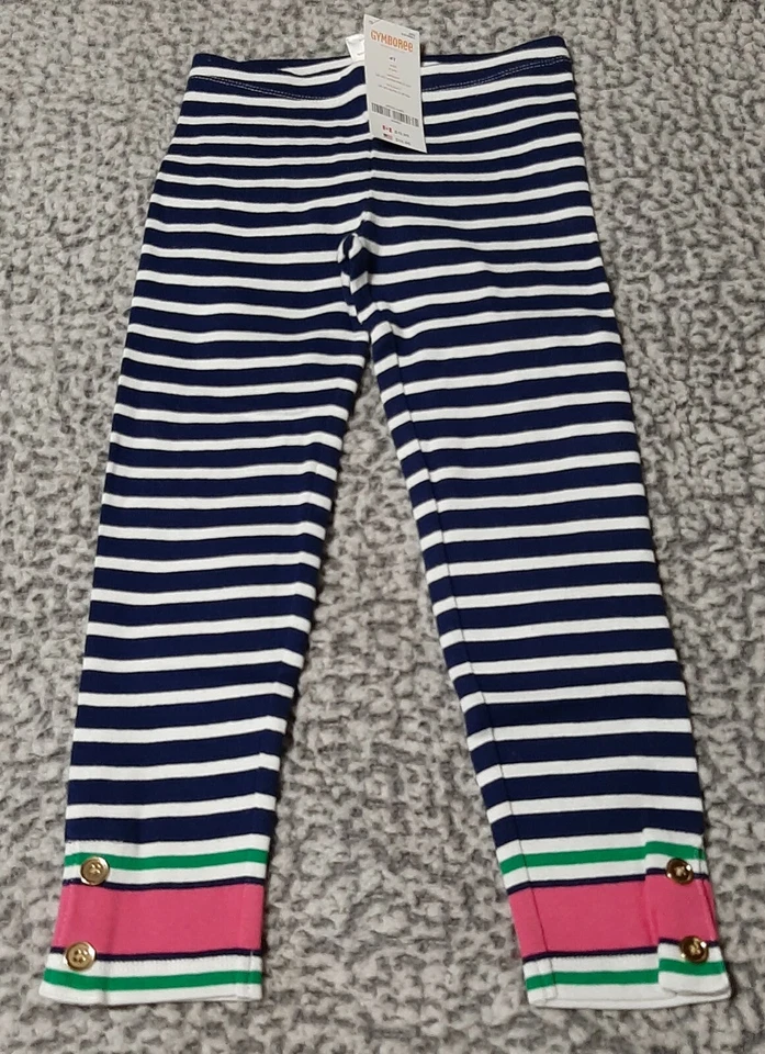 Новый с Ярлыками Gymboree синяя полоса кнопка акцент леггинсы вы выбираете размер 4T или размер 5T - Изображение 1 из 1