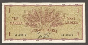 Finland 1 Markka 1963; EF+; P-98; BNB-B386a; Ears of wheat - Picture 1 of 2