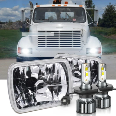 For International 4700 4900 8100 9900 9900I IX Pair 7x6"inch LED headlight kit - Image 1 of 4