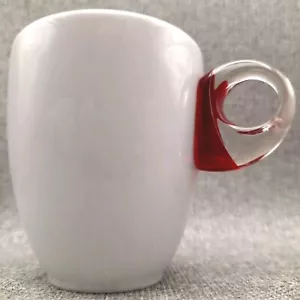 Guzzini - italienisch weiß - Kaffeebecher - roter klarer Henkel - Bild 1 von 6