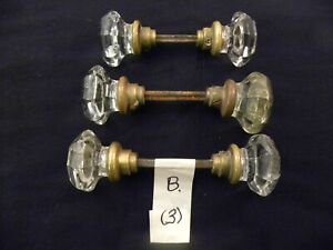Pair of Glass Doorknobs with Stem included (Set "B" w/ Brass Ferrules & Screws)