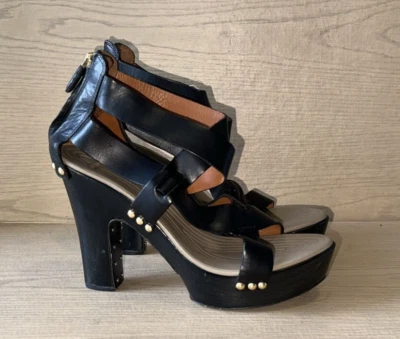 SANDALIAS DE PLATAFORMA GIVENCHY CHAROL NEGRO TACÓN BLOQUE Talla 41M HECHAS EN ITALIA Foto 1 de 4