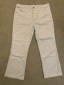 Vintage Wrangler Bell Bottom Jeans Size 38x28 Tan Denim Stretchy Pants - Picture 1 of 16