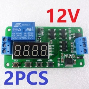 4 Buttons DC 12V Self-lock Relay PLC Cycle Module LED Display Delay Timer Switch