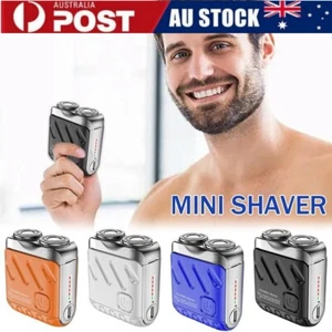Portable Rotary Dual Ring Electric Shaver Rechargeable Waterproof Pocket Razor - Picture 1 of 18