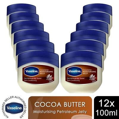 Vaseline Vaseline feuchtigkeitsspendende Kakaobutter für trockene Haut 100ml, 12er Pack - Bild 1 von 4