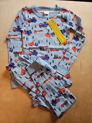 NWT HANNA ANDERSSON SNOW CREW POWDER BLUE HOLIDAY LONG JOHN PAJAMAS 120 6 7 - Image 1 of 4