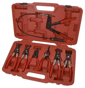 7pc Hose Clamp Pliers Clip Set Mechanics Tools In Storage Case - Picture 1 of 1