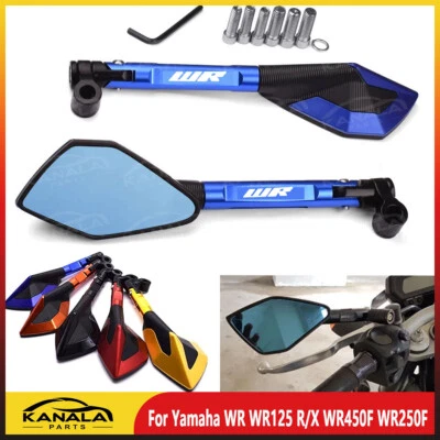 Universal Motorcycle mirrors side Rearview For Yamaha WR WR125 R/X WR450F WR250F - Image 1 of 4
