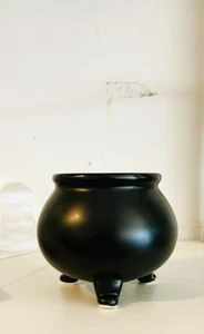 New Minimalist Black Cauldron Ceramic Bowl Pot, Witchy Cauldron Halloween Decor - Picture 1 of 6