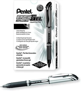 Pentel EnerGel Deluxe Liquid Gel Pen, 1.0mm Metal Tip, Black Ink, Dozen (BL60-A) - Picture 1 of 1