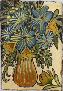 4”X6 Original Watercolor Bouquet Bouquet Gold Antique-Look Paper Pamela Wilhelm - Picture 1 of 1