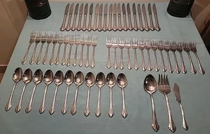 Oneida Bancroft 59 gemischte Stücke Edelstahl Besteck Gabeln Löffel Messer USA - Bild 1 von 20