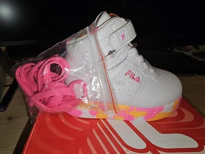 Fila Infants Vulc 13 Mashup High Top Sneakers White Pink - Image 1 of 4
