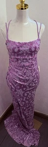 Windsor Lavender Formal Glitter Sequin Mermaid Dress Size Small NWT Long Strappy - Picture 1 of 11
