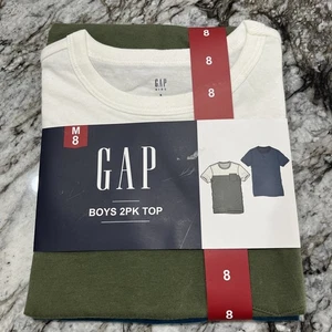 GAP Boy's 2 Pack Short Sleeve Soft Comfort Tagless Logo Tee size 8 - Picture 1 of 6