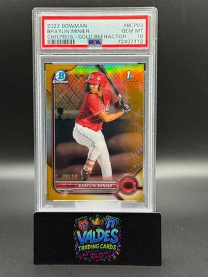 Braylin Minier 2022 Bowman Chrome Gold Refractor /50 PSA 10 GEM MT RC - Image 1 of 2