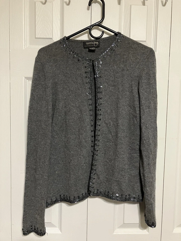 Cárdigan de cachemir country shop para mujer talla L gris oficina preppy súper suave Foto 1 de 4