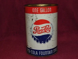 VINTAGE ONE GALLON PEPSI-COLA FOUNTAIN SYRUP CAN - Picture 1 of 9
