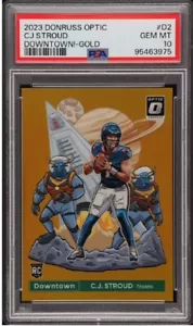 CJ STROUD 2023 Donruss Optic Downtown #D2 Texans RC Rookie GOLD PRIZM /10 PSA 10 - Picture 1 of 2