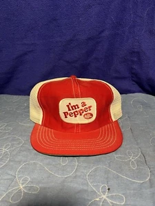 Vintage Dr. Pepper Patch Hat Snapback Cap I’m A Pepper Mesh Back Trucker Hat 80s - Picture 1 of 5