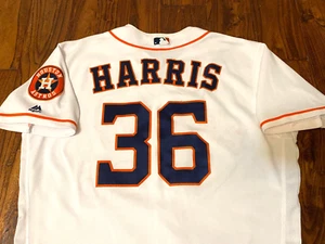 Will Harris 2016 Astros Game Used Worn Home White Jersey MLB K RECORD 52 Ks MLB - Foto 1 di 12