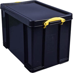 Really Useful Plastic Storage Box 84 Litre Recycled Solid Black