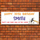 2 PERSONALISED 900 x 300mm HUMOROUS BIRTHDAY BANNERS - NAIL IN THE COFFIN