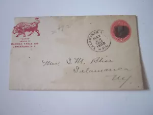 1902 US Postal History MADDOX TABLE CO JAMESTOWN NY COVER SALAMANCA RPO CANCEL - Picture 1 of 2