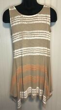 Barbara Lesser Tan Striped Sleeveless Sundress Pullover Size L