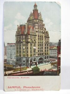 1910 KROPP CO  SAMPLE PHOTOCHROME POSTCARD PABST BUILDING, MILWAUKEE , NICE VIEW
